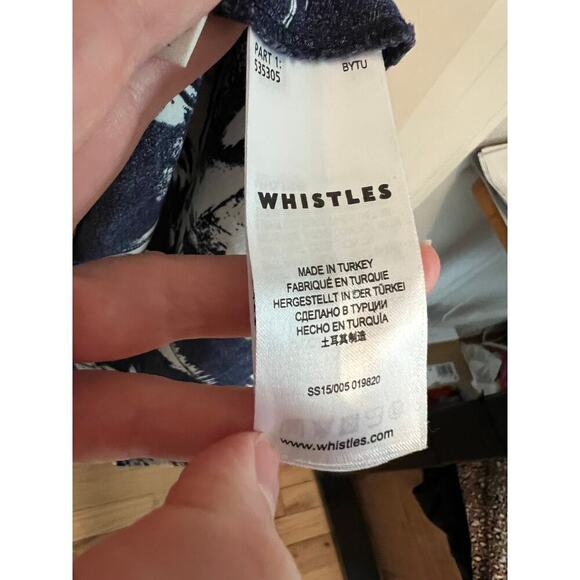 Whistles Tropical Printed Women's 2 T Shirt Dress Oversized Blue White Vacation - Picture 9 of 14